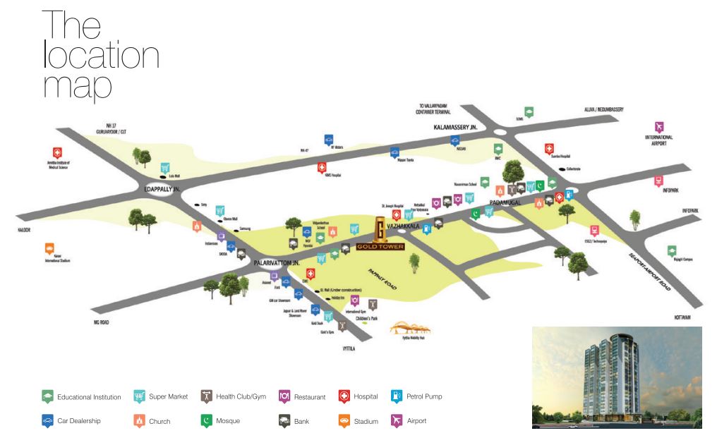 location map joyalukkas gold tower ernakulam