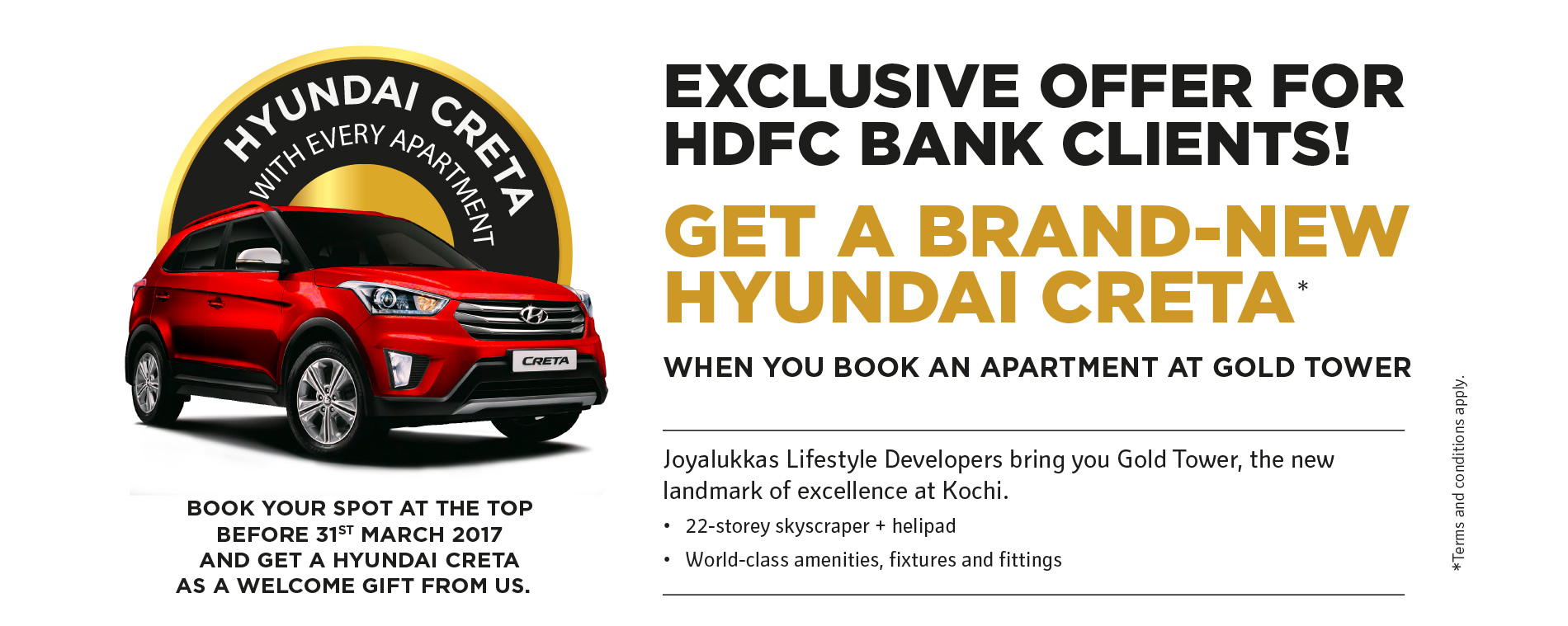 Image of offer details | get a brand new hyundai creta | when u book an apartment in gold tower