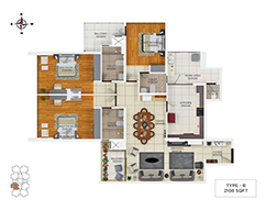 Floor Plans of gold tower palarivattom