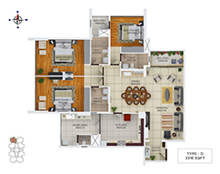 Floor Plans of gold tower palarivattom