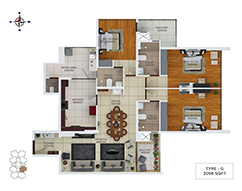 Floor Plans of gold tower palarivattom