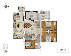 Floor Plans of gold tower palarivattom